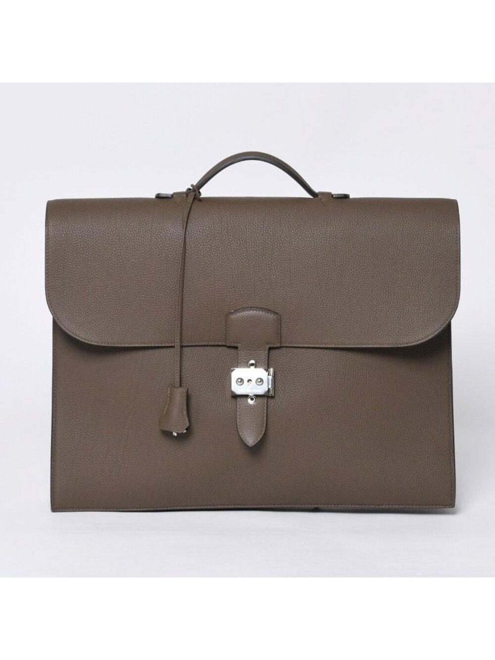 Hermes Handbag Sac a Depeches 41 Taupe Leather Togo Silver
